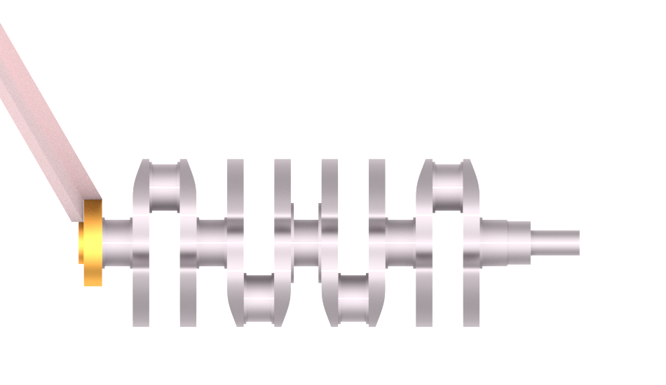 Anwendungsgrafik Hermes 2-Schicht Schleifscheibe CERFINE CLASSIC OD bei der Bearbeitung eines Kurbelwellen-Flansch